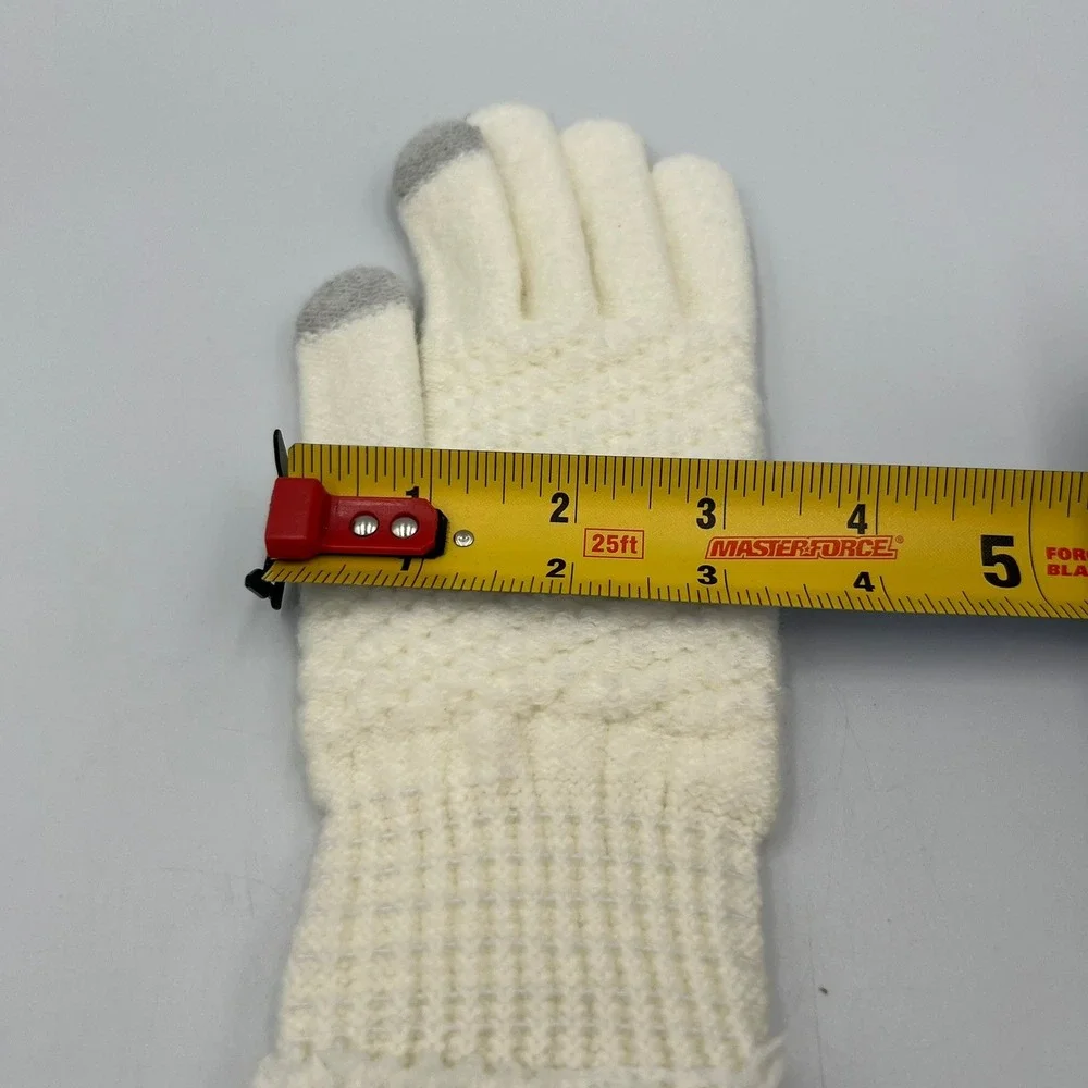 Touchscreen Knit Gloves Women OS Cream Very Good Tech Winter Accessory